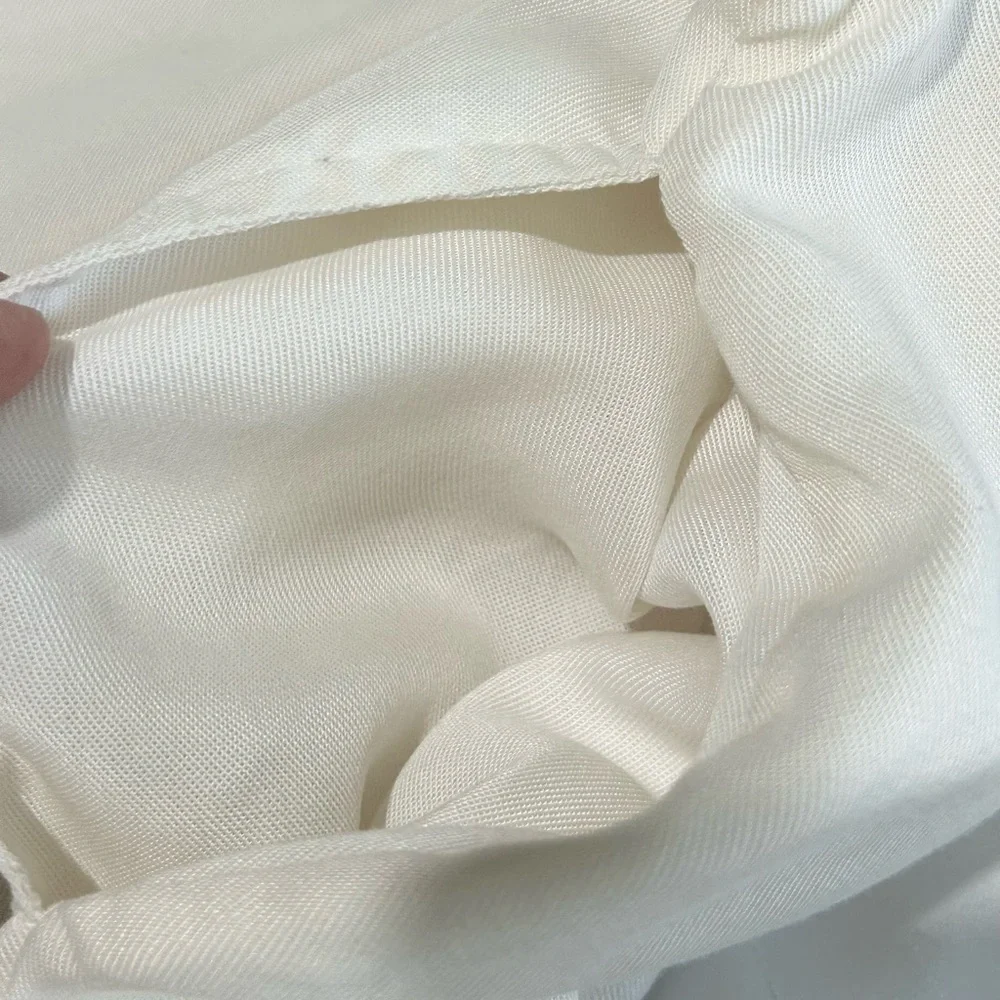 Bryn Walker 100% Linen Pull On Crop Wide Leg OSCA Pant Ivory Womens M Casual USA - Picture 5 of 14